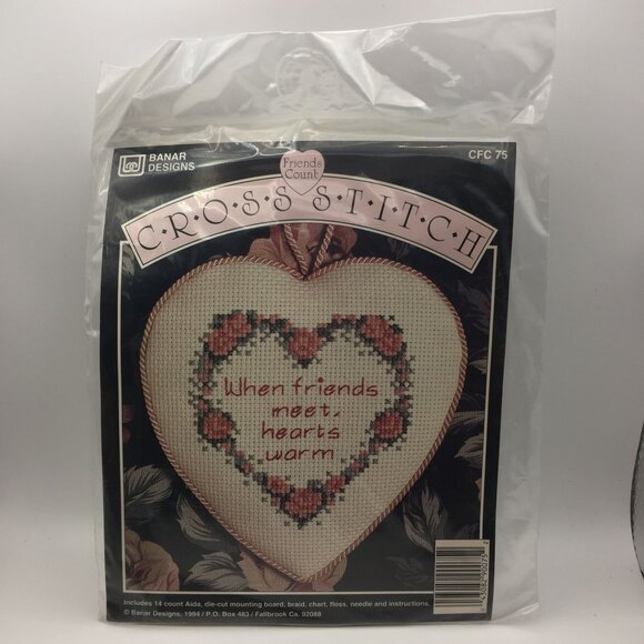 Set of 2 Banar Designs Friends Count Cross Stitch Kits Hearts Warm Forever Bears - Picture 2 of 9
